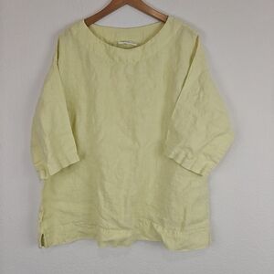 Bryn Walker Oversized Linen Tunic Blouse In Neon Yellow Size Medium Women's